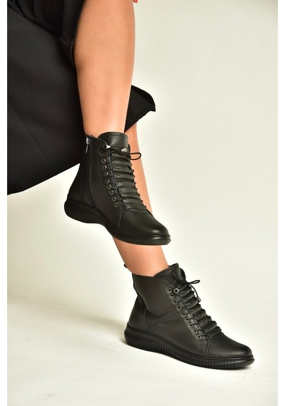 Fox Shoes Z999100903 Siyah Hakiki Deri Rahat Kalıp Kadın Bot
