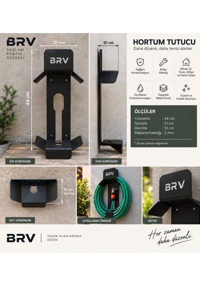 Bravon Outdoor Hortum Askısı ,metal Hortum Askısı 2 Mm Bahçe Hortum Toplama