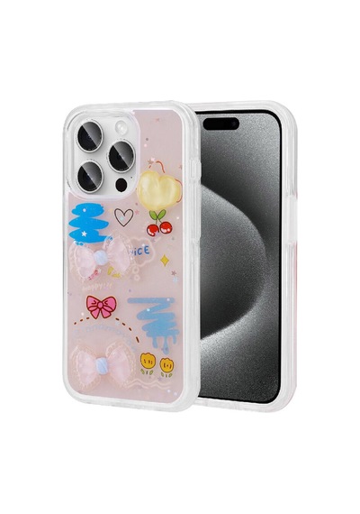 Zore Apple iPhone 15 Pro Uyumlu Kabartma Figürlü Parlak Omsy Minimini Silikon Kılıf-pembe
