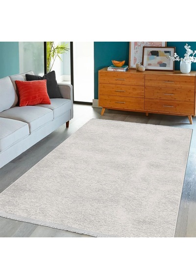 Çam Halı Crea Decolux Azade 8208 Beyaz Özel Kaymaz Tabanlı Pamuk Dokuma Kilim