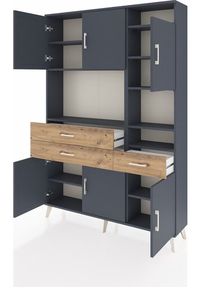 Arges Dolap 10 Raflı 3 Çekmeceli 6 Kapaklı 132x30x195 Antrasit-antrasit/çam Antrasıt/atlas Çam Arges Dolap 10 Raflı 3 Çekmeceli 6 Kapaklı 132x30x195 Antrasit-antrasit/çam Antrasıt/atlas Çam