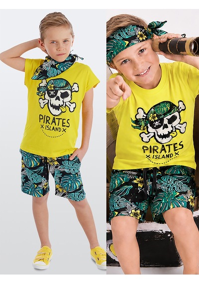 Hawaii Erkek Çocuk T-shirt Şort Bandana Takım