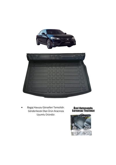Sahler Honda Civic 2021+ Uyumlu 4.5d Premium Havuzlu Oto Paspas Ve Liner Marka 3d Bagaj Havuzu - Civ