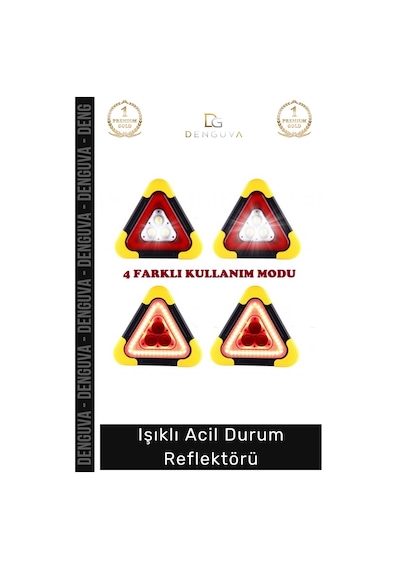 Reflektör Solar Led Güneş Panelli Powerbank Şarjlı Katlanabilir Trafik Işıklı Acil Durum Reflektör