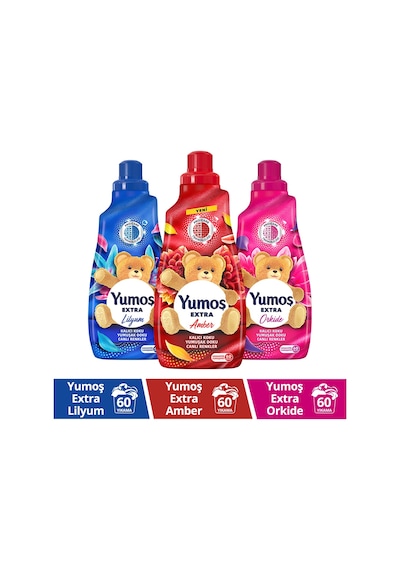 Yumoş Amber + Lilyum + Orkide Extra Canlı Renkler Çamaşır Deterjanı 3 x 1440 ML
