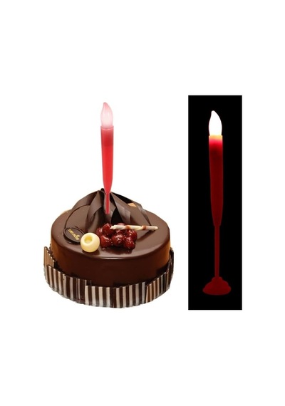 Süsle Bebek Ve Parti Dekoratif Pilli Led Şamdan Pasta Mumu, 25 Cm X 2 Cm - Kırmızı Diğer