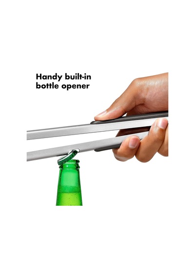 Oxo Good Grips Paslanmaz Çelik Uzun Barbekü Maşası, Dahili Şişe Açacaklı 47,5 Cm - Sosis, Sebze Ve Daha Fazlası