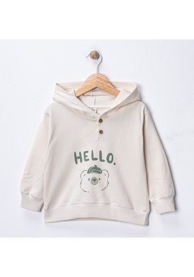 Harika Kids Erkek Bebek 3 Lü Takım 9-24 Ay Şişme Yelek %100 Pamuk Sweatshirt Gabardin Pantolon Yeşil