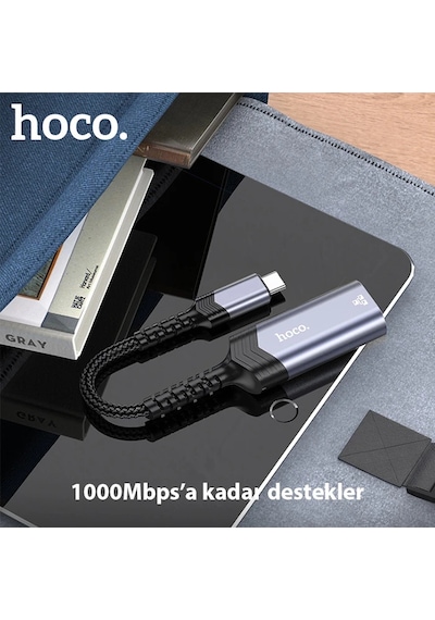 Hoco Ua26 Type-c Otg Rj45 İnternet Adaptörü Dönüştürücü 1000 Mbps- 5775