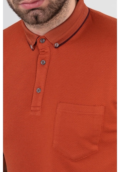 Cepli Petek Desen Likralı Erkek Polo Yaka T-Shirt