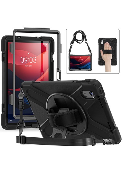 Lenovo Tab M11 Tb330fu 11 İnç Kılıf 360 Standlı Askılı Zırh Tank