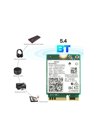 Wifi 7 Intel Be200 Kablosuz Ağ Kartı Bluetooth 5.4 Wifi Be200ngw Ngff Adaptörü Only Card