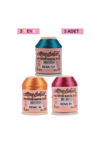 3 Adet Altınbaşak Oya Ve Dantel İpi 20 Gr - Royaleks - No: 044 - 091 - 127