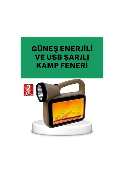 Güneş Enerjili Alev Efektli Lamba Cob Teknolojili, Dış Mekan Aydınlatma Bej