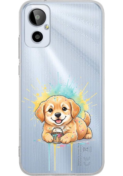 General Mobile 23se İle Uyumlu Splash Köpek Tasarımlı Şeffaf Silikon Kılıf 051g
