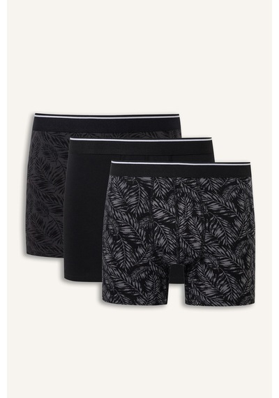 Defacto Regular Fit Yaprak Desenli Beli Lastikli 3lü Boxer I1786ax26aubk81 Siyah-bk81
