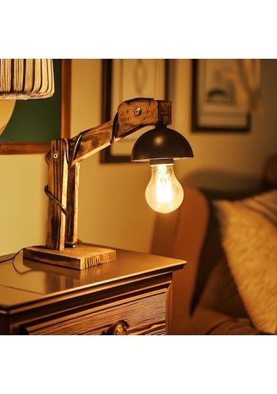 Ayrex Celestia Home Modern Vintage Ahşap Masa Lambası - Otantik İskandinav Abajur, Dekoratif Aydınlatma, Oturma Ve Y