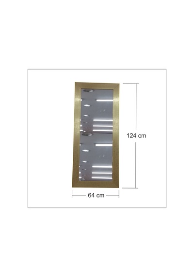 Büyük 124X64Cm Altın Yaldız Salon Antre Komodin Etajer Boy Aynası Altın