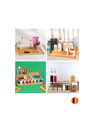 3 Katlı Bambu Stand Organizer, Baharatlık Düzenleyici