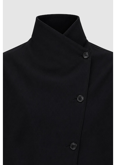 Thalure Kadın Siyah Kruvaze Oversize Bomber Ceket