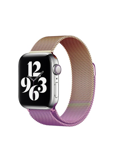 Cosmotex Newface Apple Watch Uyumlu  42mm Metal Mıknatıslı Kordon - Mor-rose