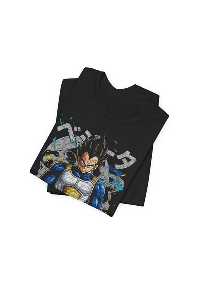 Ustaprint3d Vegeta Anime Baskılı Oversize Unisex Siyah Tişört %100 Pamuk Dtf Baskı Siyah