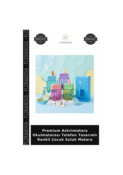 Premium Askılımatara Okulmatarası Telefon Tasarımlı Renkli Çocuk Suluk Matara Çok Renkli