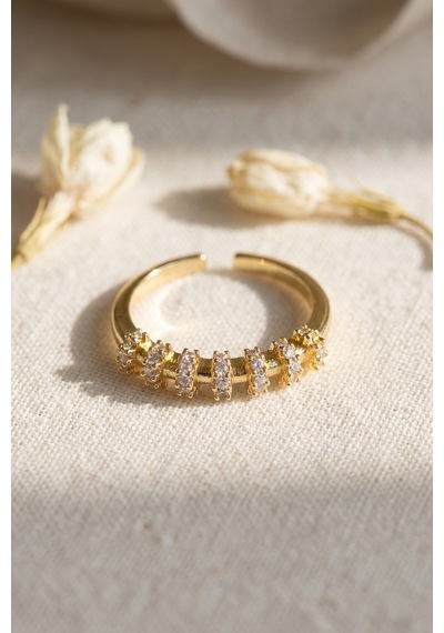 Zirkon Taşlı Gold Renk Vintage Kadın Yüzük Renkli 03208183