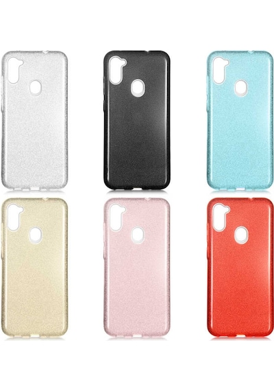 Samsung Uyumlu Galaxy A11 Kılıf Zore Shining Silikon-Kırmızı
