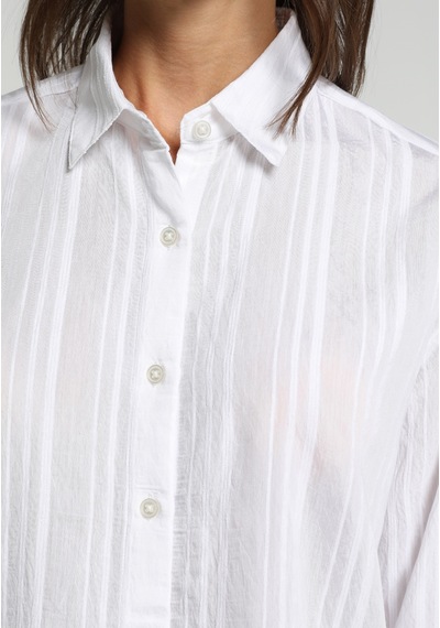 Colin's Colins Boyfriend Fit Shirt Neck Jakarlı Kadın Beyaz Uzun Kol Gömlek Cl1081980 Q1.v2 Wht