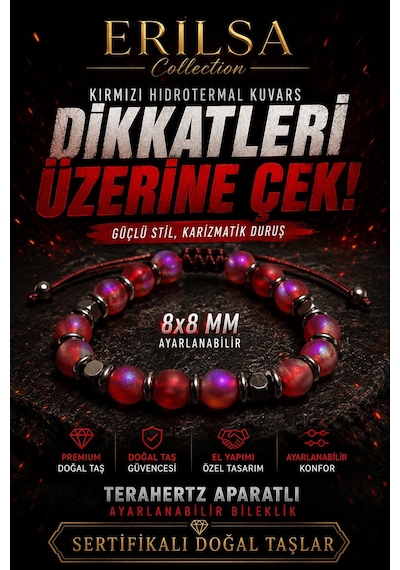 Sertifikalı Terahertz - Aura Kırmızı Hidrotermal Kuvars Taşı Bile