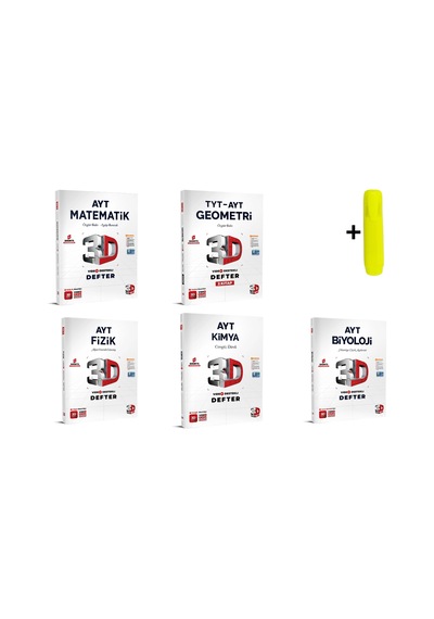 3d Yayınları Ayt Sayısal Matematik Geometri Fizik Kimya Biyoloji Defter Seti 5 Kitap