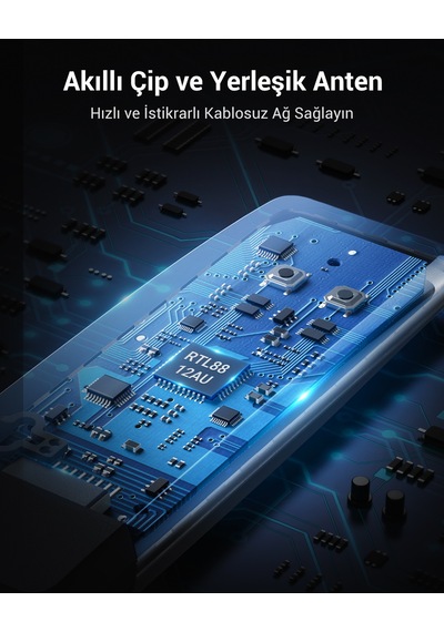 Ugreen Ac1300 Usb 3.0 1300mbps 2.4/5ghz Wi-fi Kablosuz Alıcı Ağ Adaptörü, 50340