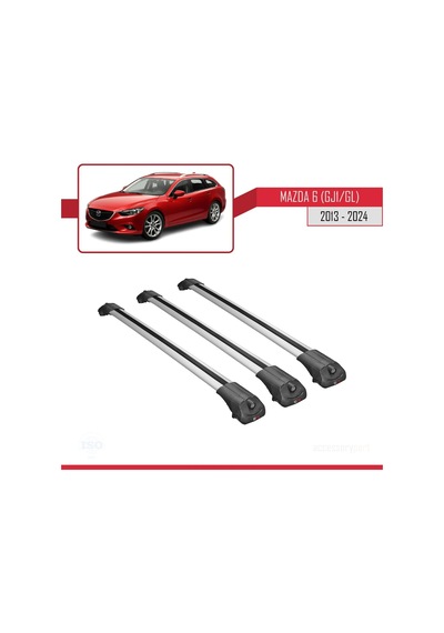 Mazda 6 Gj1/gl 2013 Ve Sonrası İle Uyumlu Ace-1 Ara Atkı Tavan Barı Gri 3 Adet Bar