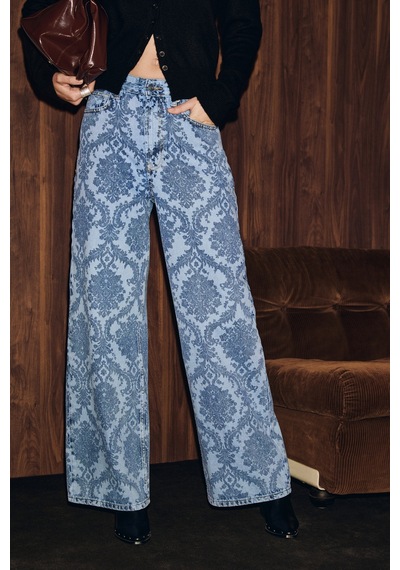 Grımelange Grimelange Ruggıne Kadın Desenli Kar Yıkamalı Denim Mavi / Desenli Jeans