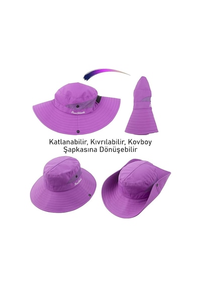 Valkyrie Outdoor Güneş Şapkası Unisex Kamp Trekking Safari Balıkçı Şapkası Uv Koruma Mor Mor