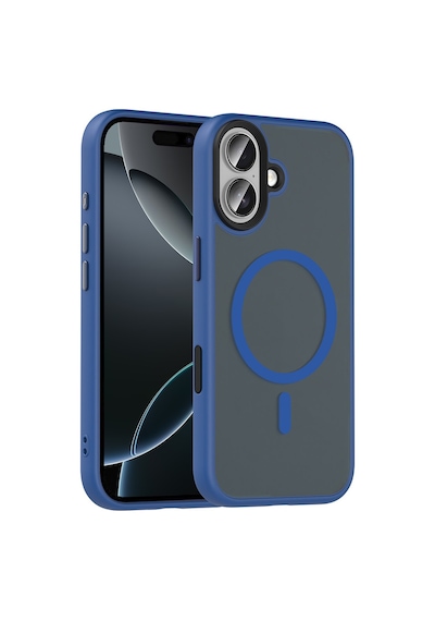 Apple Uyumlu iPhone 17 Kılıf Mat Arka Yüzey Wireless Şarj Özellikli Zore Flet M-safe Kapak Lacivert