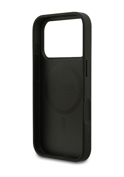 Apple iPhone Uyumlu 18 Pro  Kılıf Guess  Lisanslı M-safe Şarj Özellikli Small 4g Classic Kapak Siyah