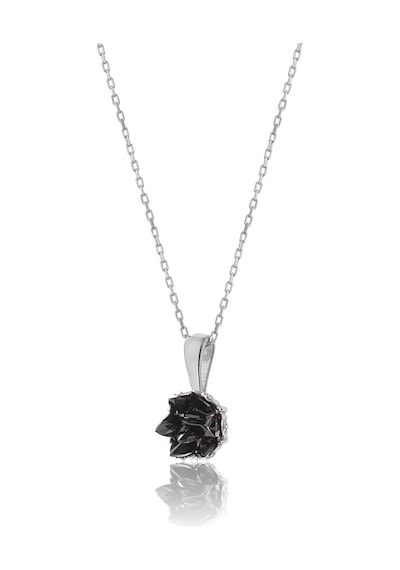 Zanaatsilver 925 ayar Gümüş Siyah taşlı Lotus Çiçeği kolye