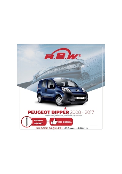 Peugeot Bipper Tepee Muz Silecek Takımı 2008-2017 Rbw