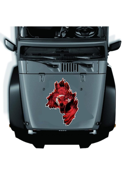 Kurt Gökbörü Ay Yıldızlı Kurt Sticker - Türk Gökbörü Börü Göktük Turan Sticker - 00244 40x28 Cm
