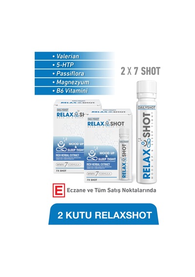 Relaxshot Valerian, 5-htp, Passiflora, Magnezyum Ve B6 Vitamini İçeren Gıda Takviyesi 2x7 Shot