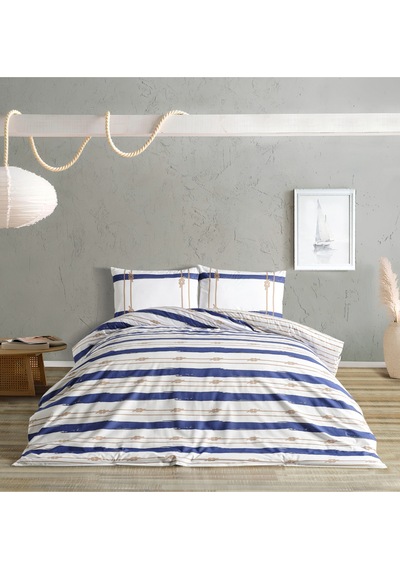 Doqu Home Marine Nevresim Takımı Serene Çift Kişilik - Beyaz Çok Renkli