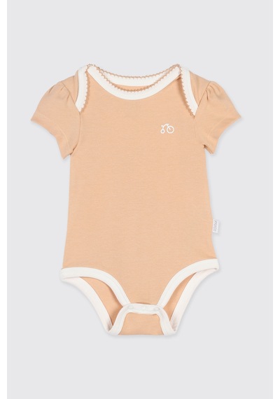 Panço Liberty Kumaş Biye Detaylı Yenidoğan Body Pembe 5611GN03002