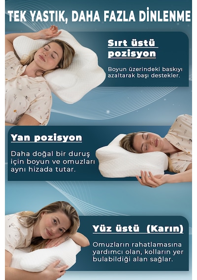 Nova Visco Yastık Ortopedik Boyun Destekli Memory Foam Ergonomik Yastık Beyaz 62x42x13/10cm