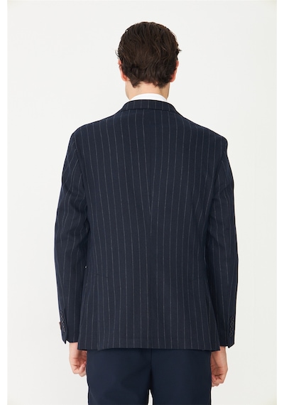 Lacivert Çizgili Spor Blazer Ceket Laci