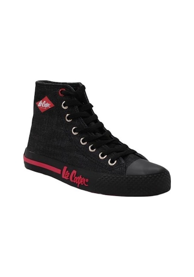 Lee Cooper Lc-30103 Anatomik Unisex Keten Kanvas Spor Ayakkabı Siyah - Kırmızı