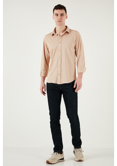 Buratti Pamuklu Regular Fit Düz Yaka Erkek Gömlek Cf25S119628 Bej