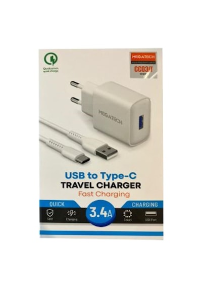 Megatech Cc-03 Mt-ct34 3.4a Type-c Usb Kablo+ Ev Şarj Adaptör Hızlı Şarj