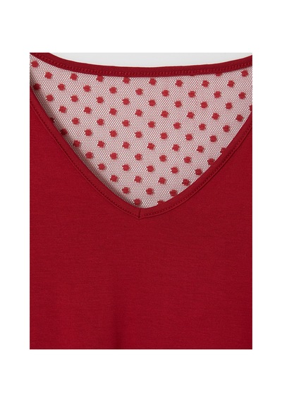 Lcw Dream Kırmızı V Yaka Puantiyeli Kadın Pijama Takım